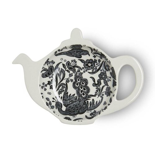 Burleigh Pottery Regal Peacock Black Mini Teapot Tea Bag Holder - Boxed Burleigh Pottery Regal Peacock Black Mini Teapot Tea Bag Holder - Boxed