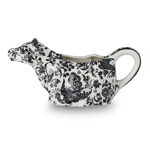 Burleigh Pottery Regal Peacock Black Cow Creamer - Boxed Burleigh Pottery Regal Peacock Black Cow Creamer - Boxed