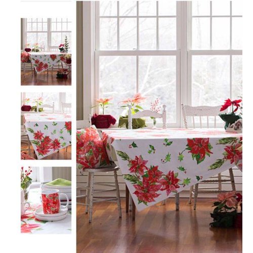 April Cornell April Cornell Poinsettia Tablecloth 60x90 April Cornell April Cornell Poinsettia Tablecloth 60x90