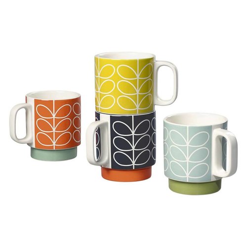 Orla Kiely Orla Kiely Linear Stacking Mug Set of 4 Orla Kiely Orla Kiely Linear Stacking Mug Set of 4