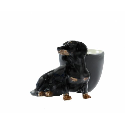 Quail Ceramics Quail Dachshund Egg Cup (Black & Tan) Quail Ceramics Quail Dachshund Egg Cup (Black & Tan)