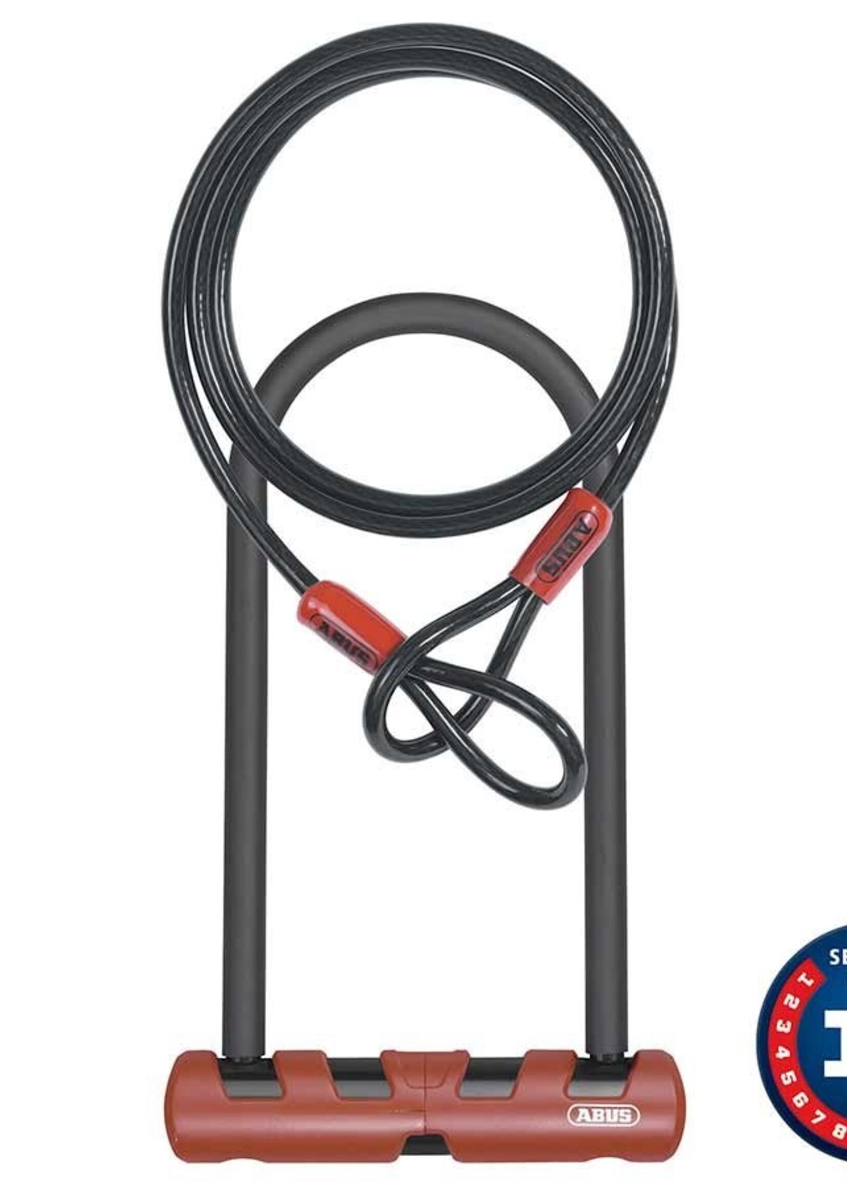 Cadenas en U Abus Ultimate 420 + cable ( 105mm x 230mm avec cable 10mm x 120cm et fixation USH