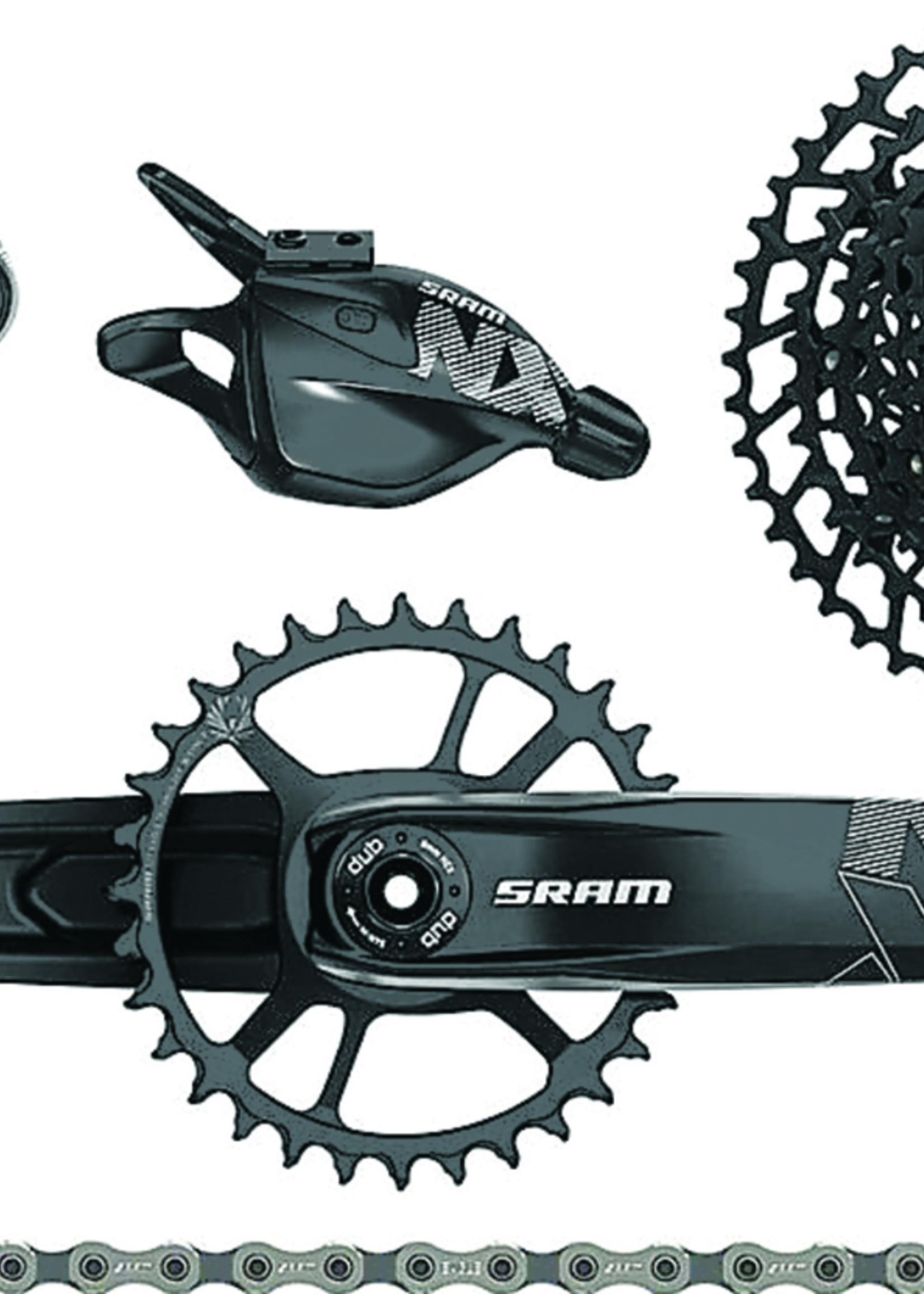 12-speed SRAM NX Eagle drivetrain with DUB Boost crankset / 170mm cranks