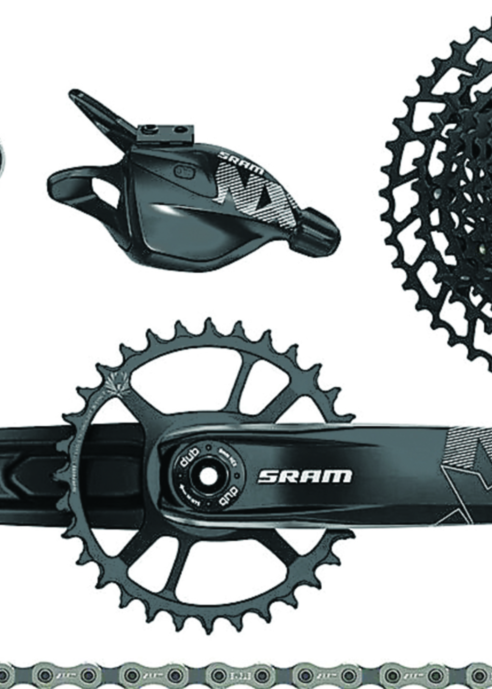 12-speed SRAM NX Eagle drivetrain with DUB MTB crankset / 175mm cranks - 11-50 cassette