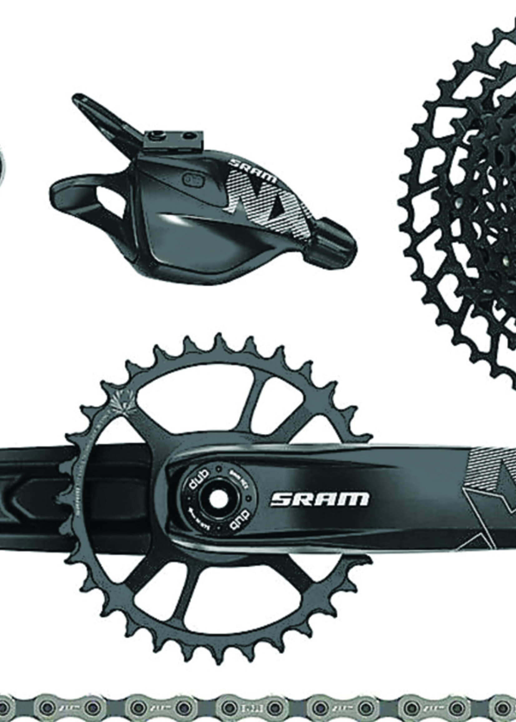 Groupe de transmission 12vit SRAM NX Eagle avec pedalier DUB MTB / manivelles 175mm - cassette 11-50