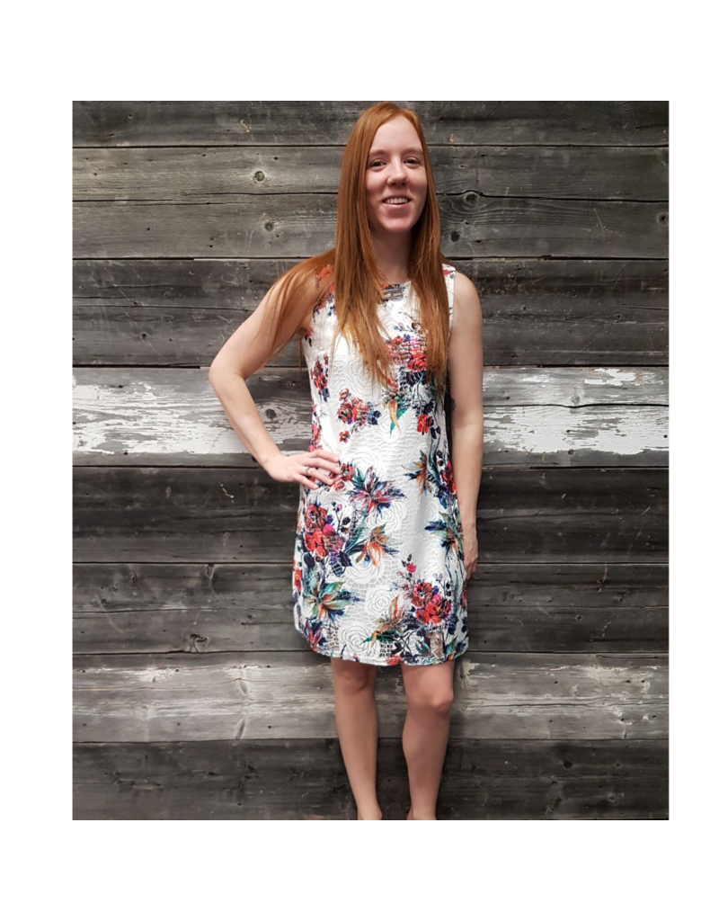 white floral a line dress