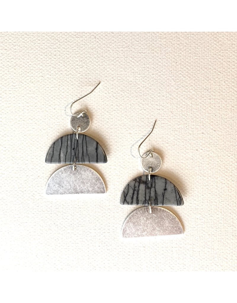 STONE HALF MOON EARRINGS