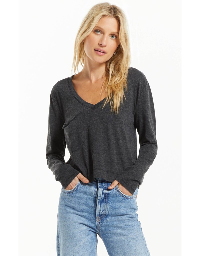 Z SUPPLY L/S CROP SKIMMER POCKET TEE