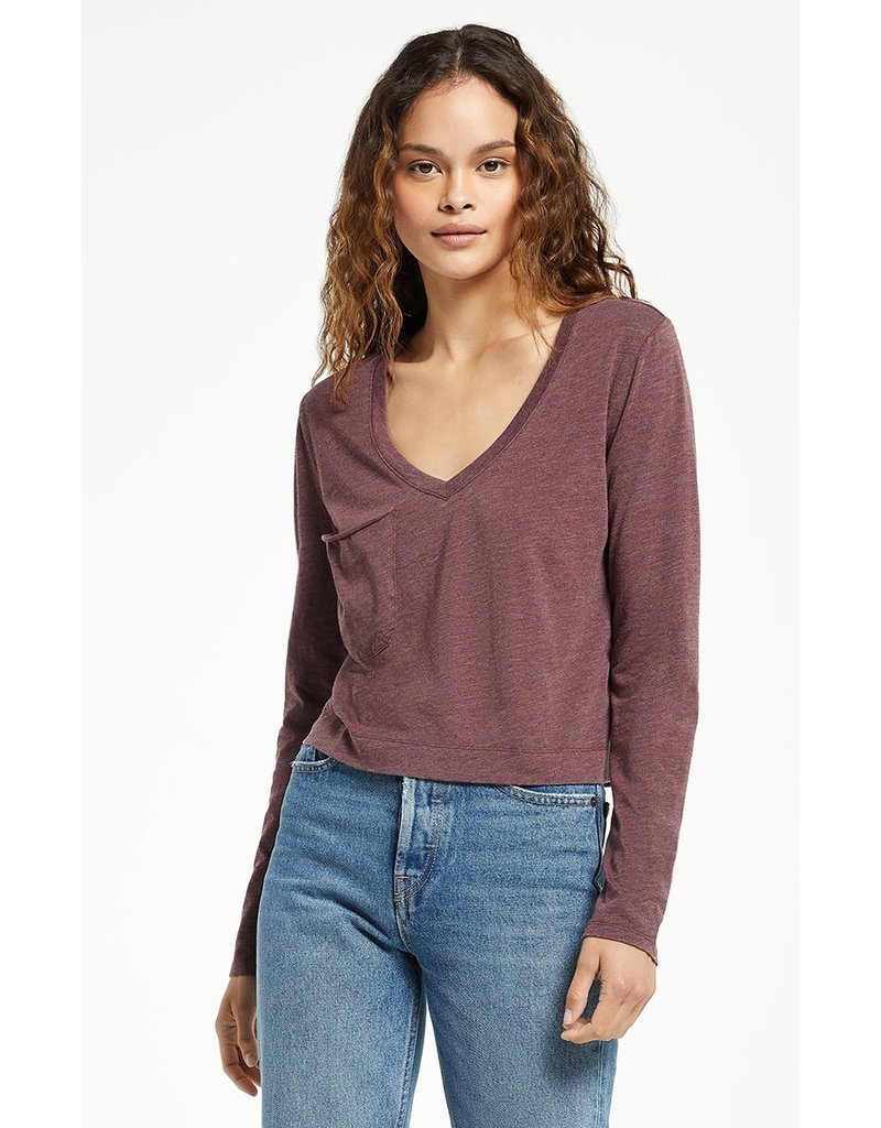 Z SUPPLY L/S CROP SKIMMER POCKET TEE
