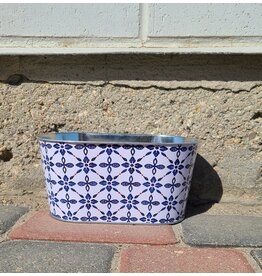 BLUE/WHITE OVAL PLANTERS