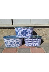 BLUE/WHITE OVAL PLANTERS