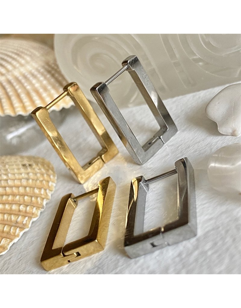 PIKA & BEAR BRUT  RECTANGLE  HOOP EARRINGS