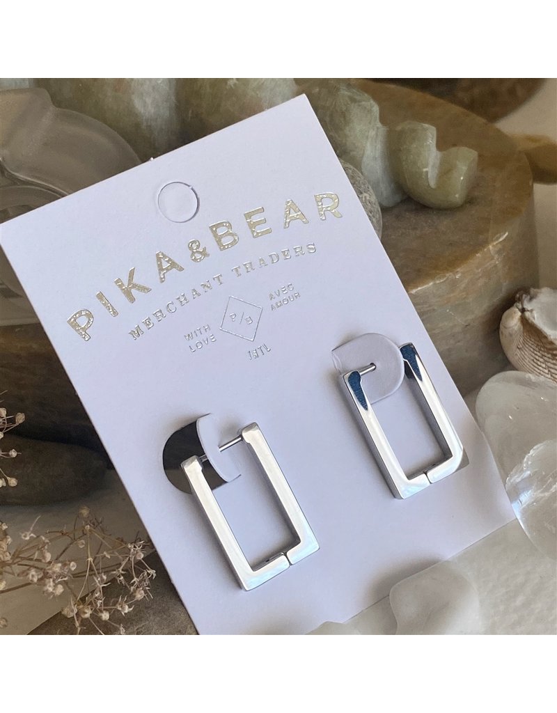 PIKA & BEAR BRUT  RECTANGLE  HOOP EARRINGS