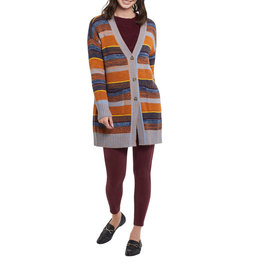 TRIBAL STRIPED BUTTON FRONT CARDIGAN