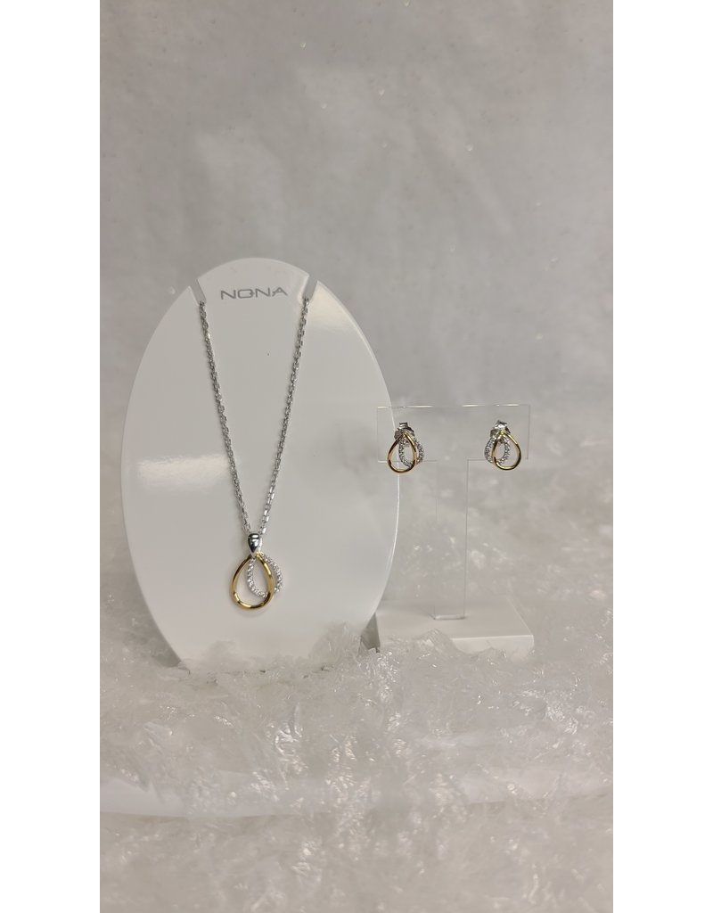 STERLING SILVER TWO TONE CZ NECKLACE