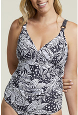 TRIBAL REVERSIBLE TANKINI TOP w/SIDE ROUCHING