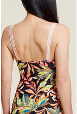 TRIBAL REVERSIBLE TANKINI TOP w/SIDE ROUCHING