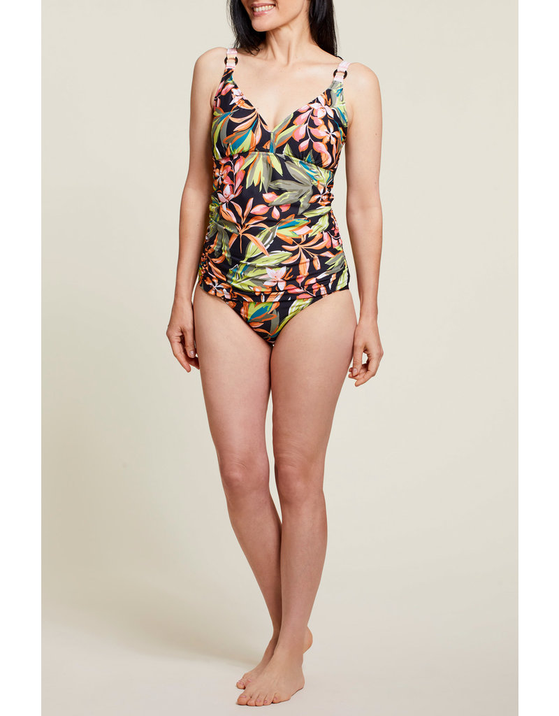 TRIBAL REVERSIBLE TANKINI TOP w/SIDE ROUCHING