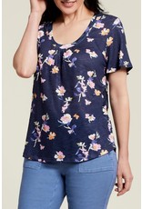 TRIBAL FLUTTER SLEEVE U NECK FLORAL TOP