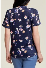 TRIBAL FLUTTER SLEEVE U NECK FLORAL TOP