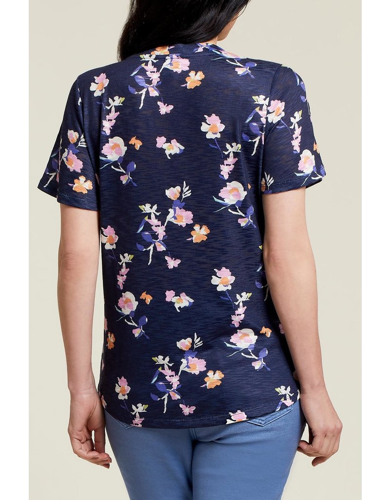 TRIBAL FLUTTER SLEEVE U NECK FLORAL TOP