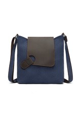 CANVAS SHOULDER BAG w/LEATHER TRIM