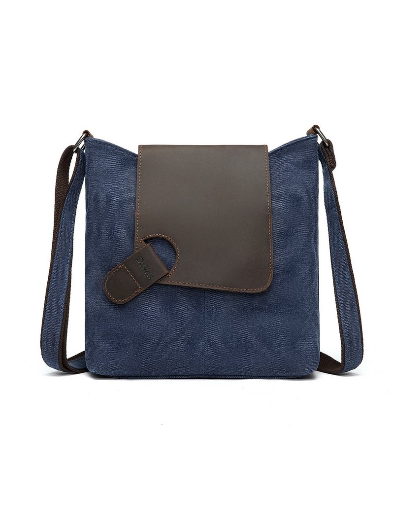 CANVAS SHOULDER BAG w/LEATHER TRIM