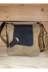 CANVAS SHOULDER BAG w/LEATHER TRIM