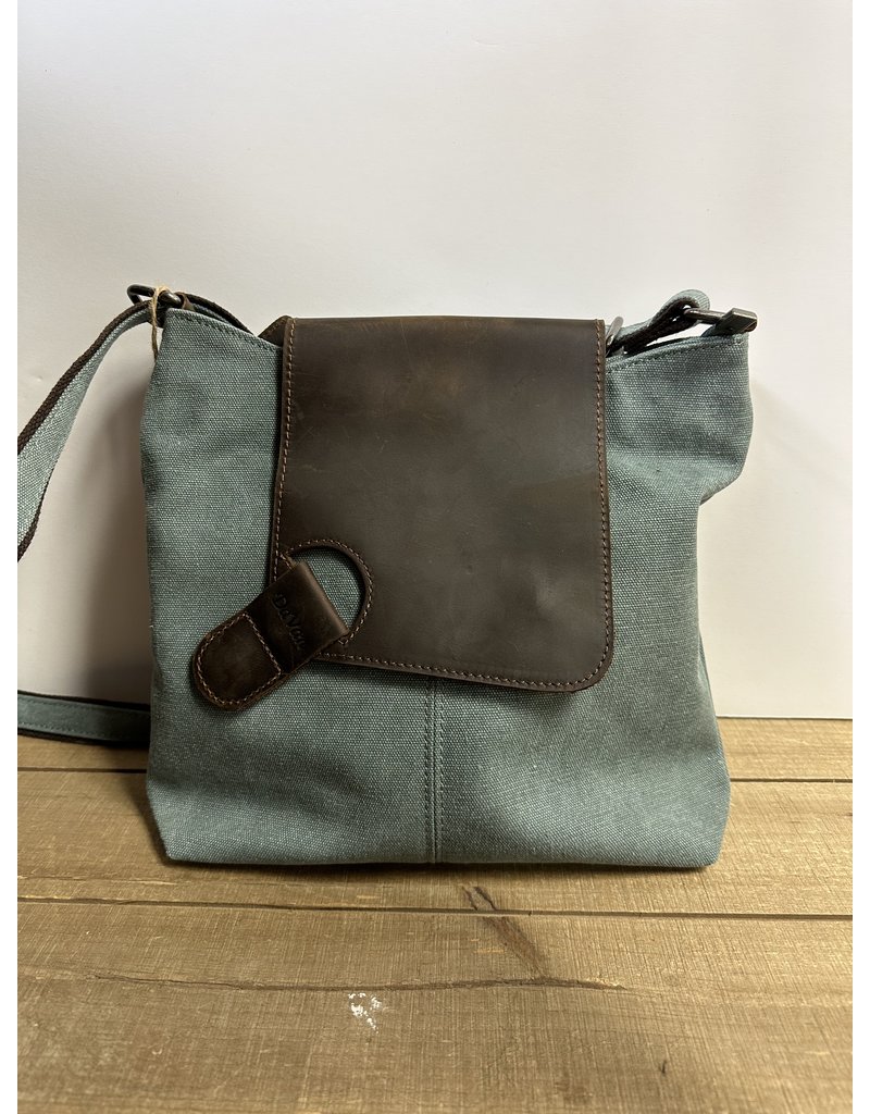 CANVAS SHOULDER BAG w/LEATHER TRIM