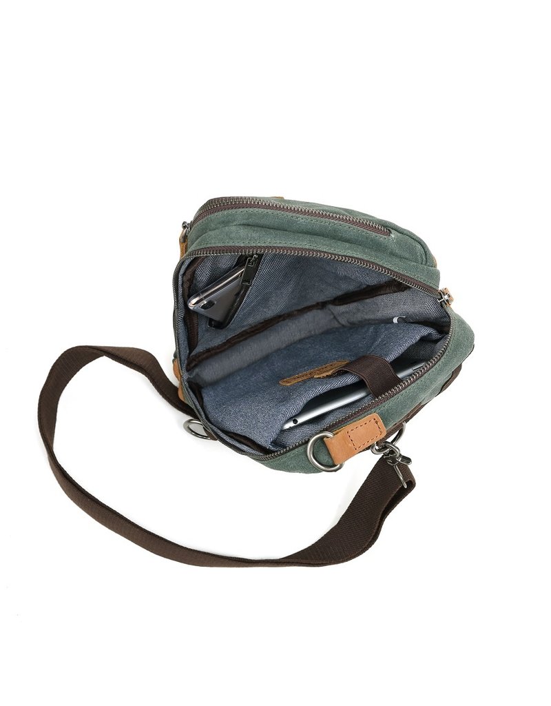 WAXED CANVAS MF BAG w/LEATHER TRIM