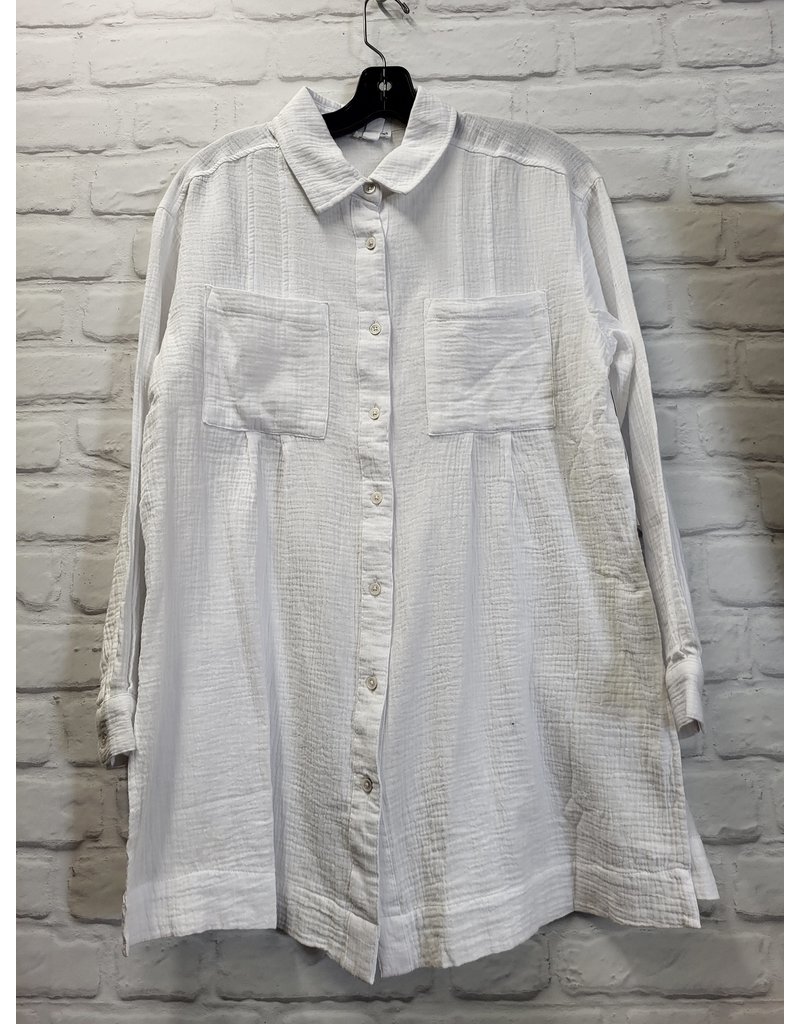 COTTON OVERSIZED BUTTON UP TOP