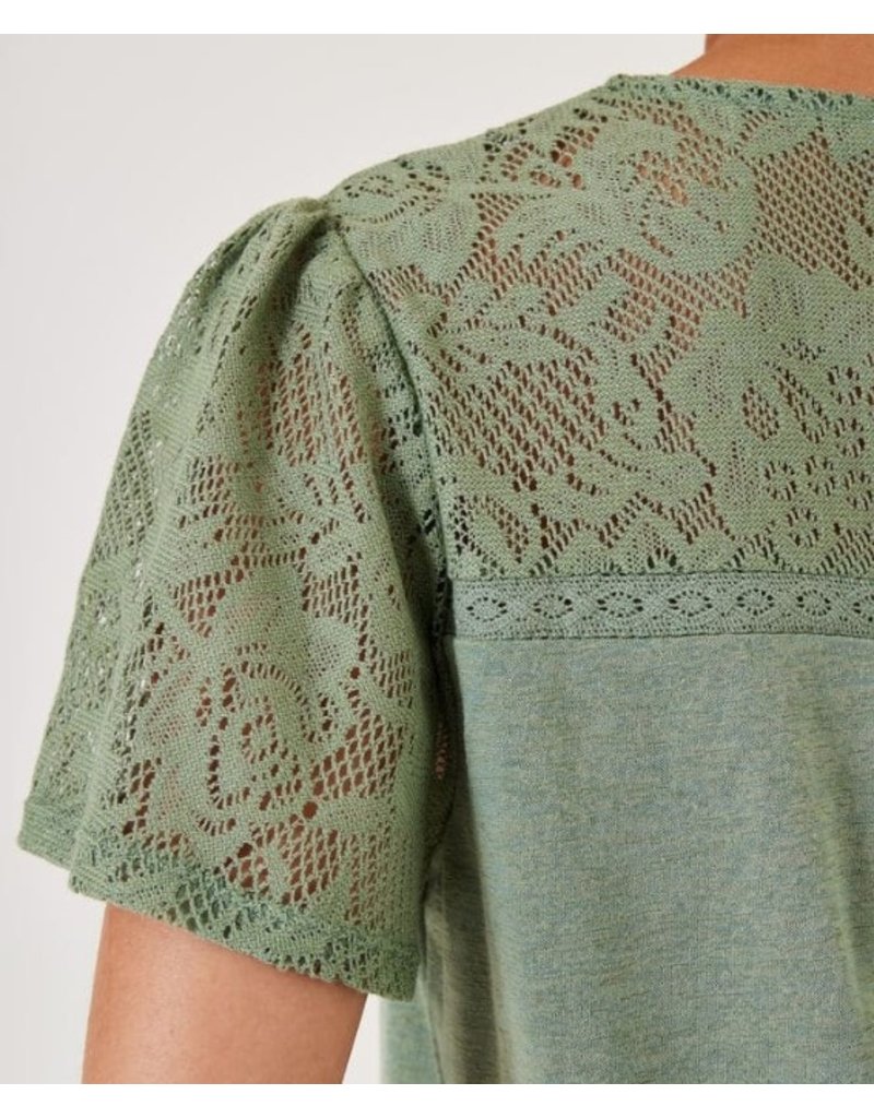LACE DETAIL GREEN TEE