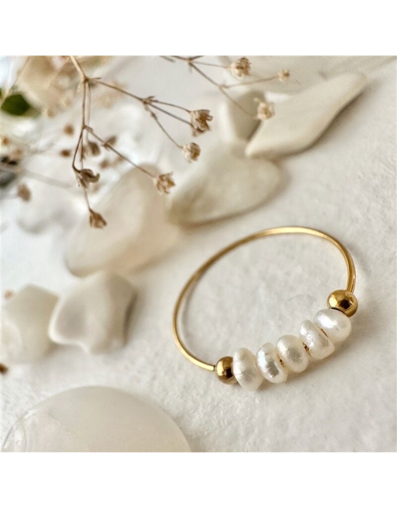 LAPAZ BEADED PEARL RING - GOLD