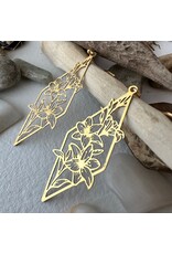 PIKA & BEAR TIGRIS RAW BRASS RHOMBUS FLOWERS DROP EARRINGS