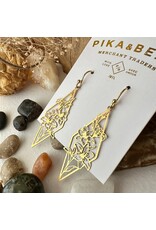 PIKA & BEAR TIGRIS RAW BRASS RHOMBUS FLOWERS DROP EARRINGS