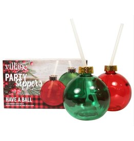 GLASS HOLIDAY PARTY  SIPPERS SET
