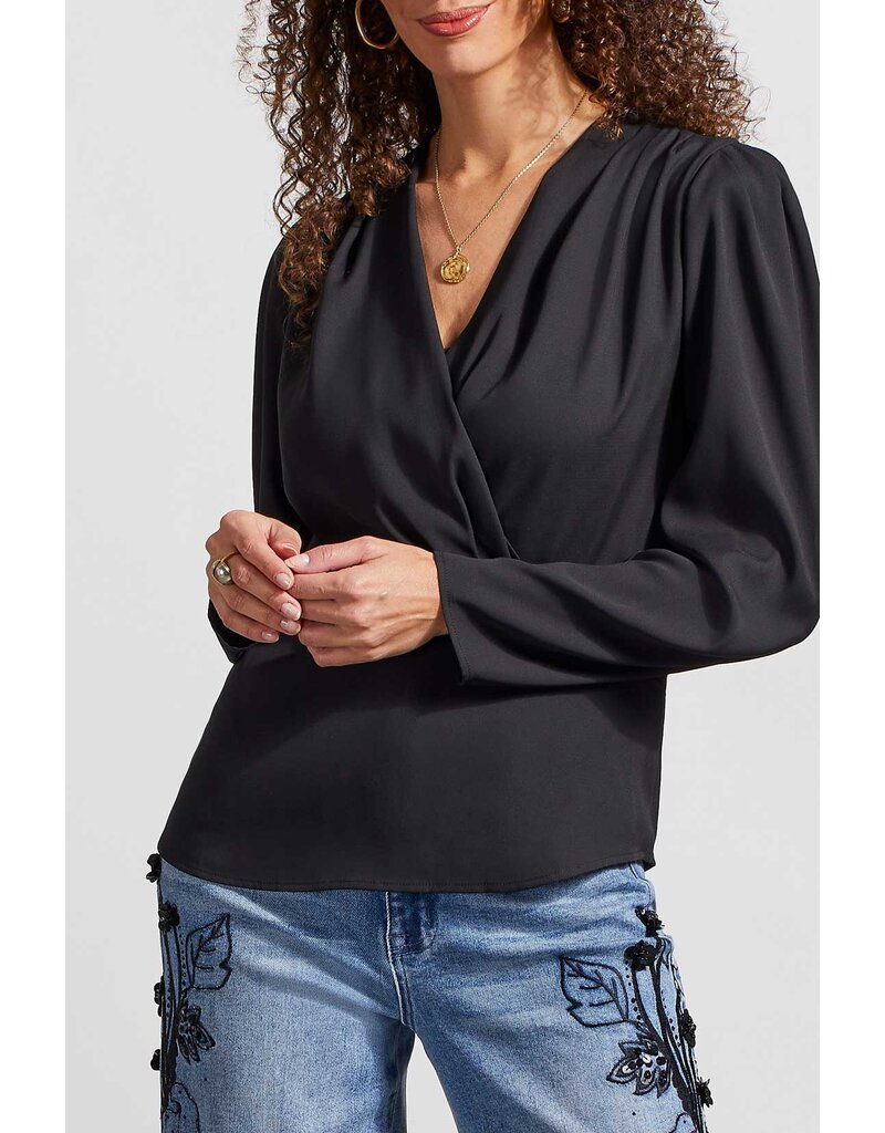 PLEATED WRAP BLOUSE