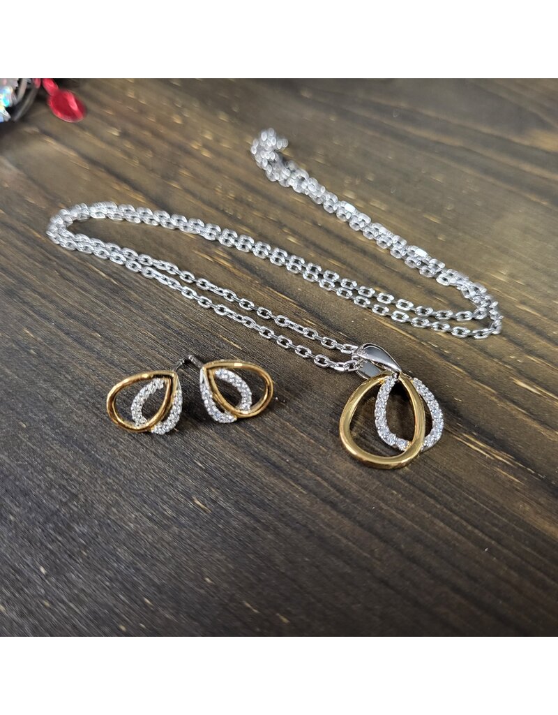 STERLING SILVER TWO TONE CZ NECKLACE