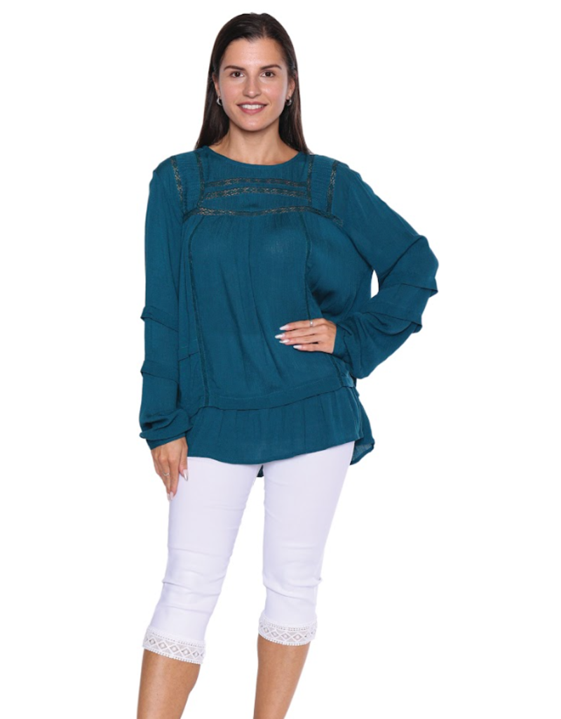 TURQUOISE  TOP W/ 3/4 SLV