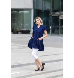 NAVY DRESS W/ RUFFLES