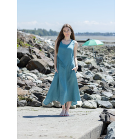 LONG LINEN AEGEAN BLUE DRESS W/ POCKETS