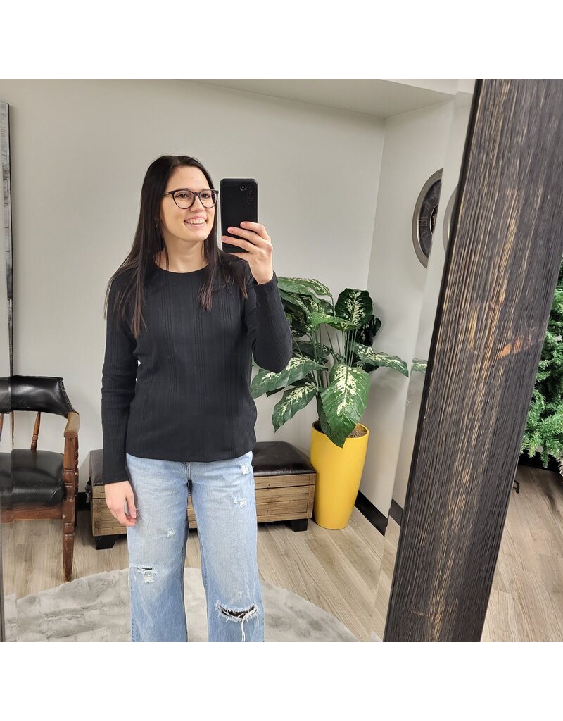 AMANZA L/S CREW NECK TOP - COTTON BLEND