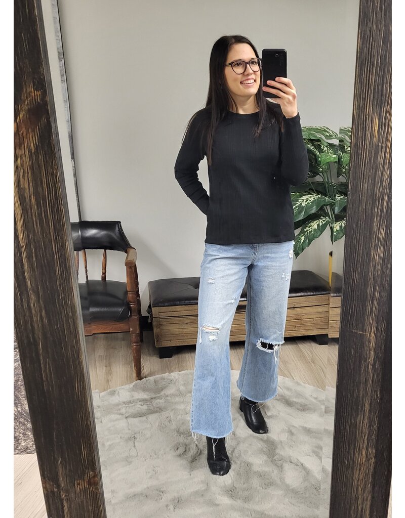 AMANZA L/S CREW NECK TOP - COTTON BLEND