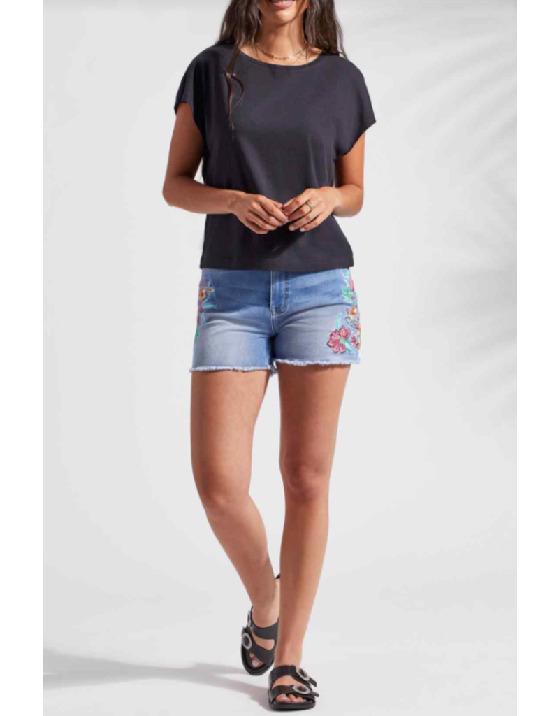 TRIBAL CAP SLV CREW NECK TOP