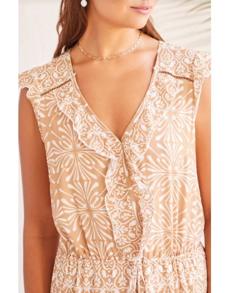 TRIBAL LONG LINED CINCHE WAIST DRESS