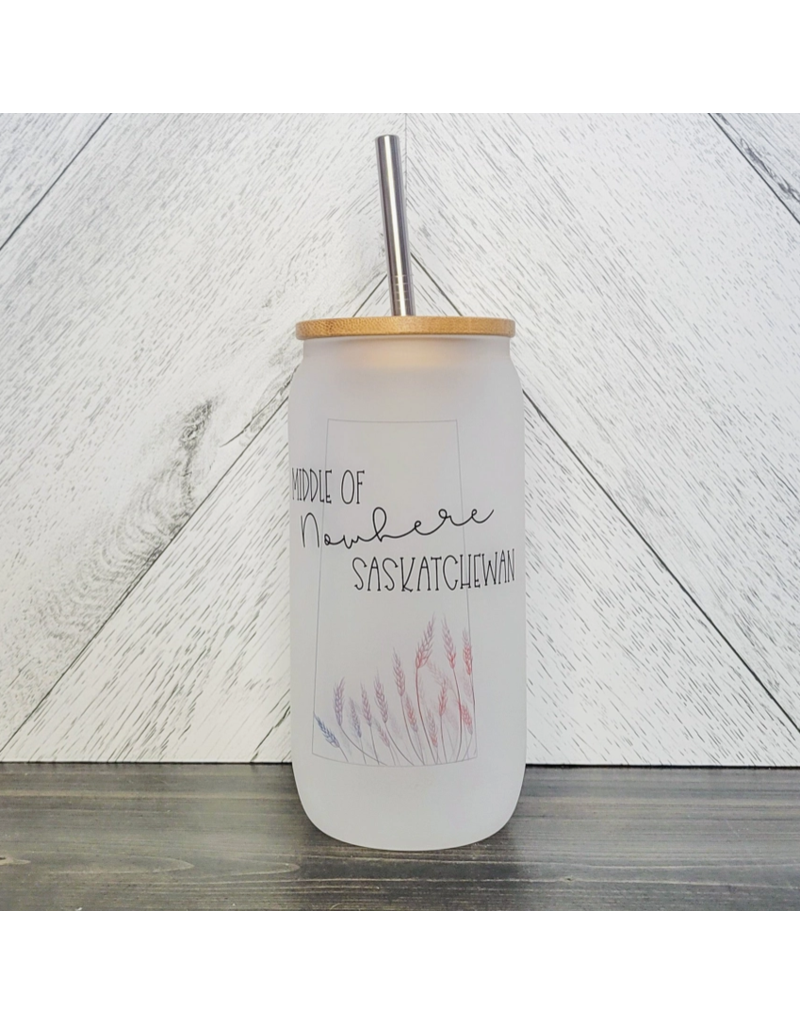 FROSTED GLASS JAR w/BAMBOO LID
