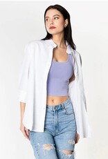 C'EST MOI LINEN BOYFRIEND WHITE  BUTTON DOWN SHIRT