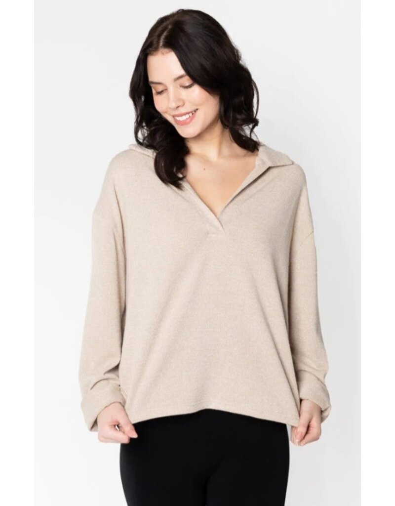 C'EST MOI ONE SIZE SUPER SOFT KNIT TAN POLO