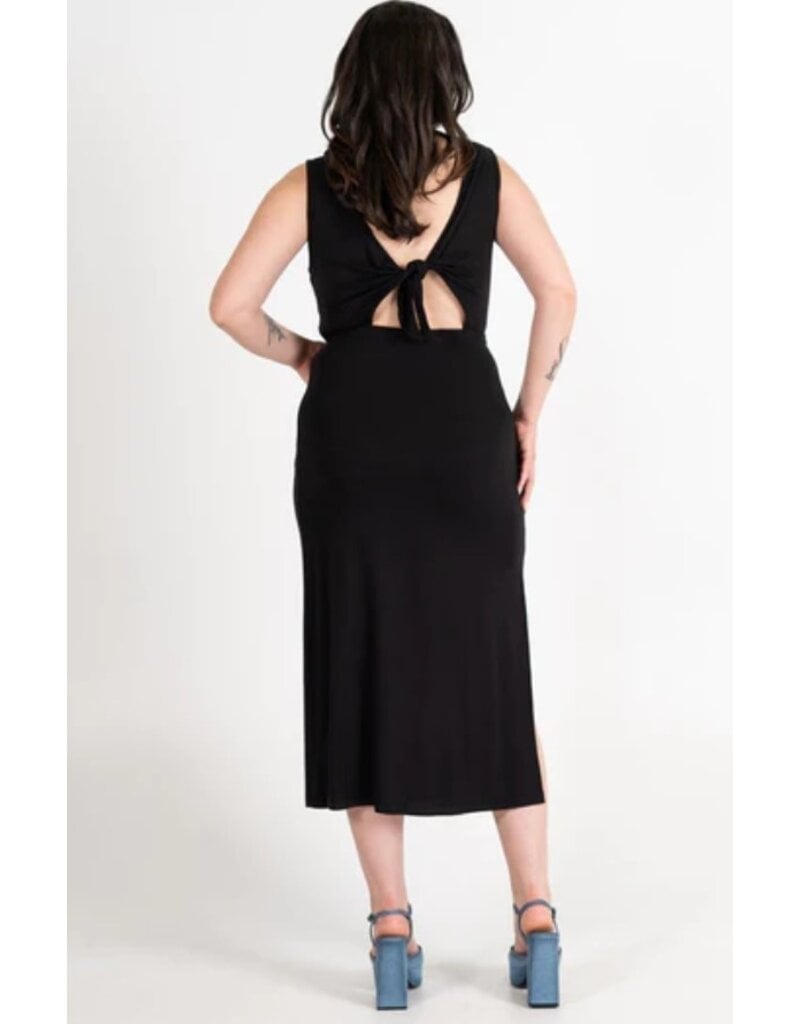 BAMBOO BLACK TIE FRONT/BACK DRESS