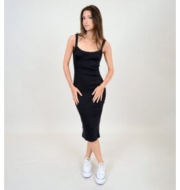 RD STYLE STELLIE STRAP RIBBED BLACK DRESS